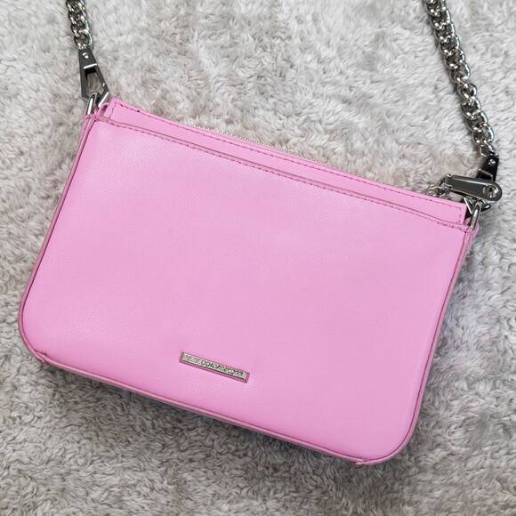 Rebecca Minkoff Chevron Quilt Mini Crossbody Bag Pink Leather Silver Hardware - Picture 5 of 14